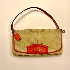 Vintage Coach Monogram C Creame/orange‎ Mini Shoulder Bag